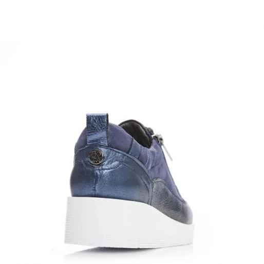 Alexey Navy Leather Women Moda In Pelle Casual Trainers