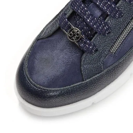 Alexey Navy Leather Women Moda In Pelle Casual Trainers
