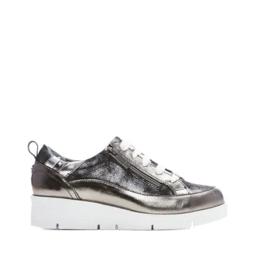 Alexey Pewter Leather Women Moda In Pelle Casual Trainers