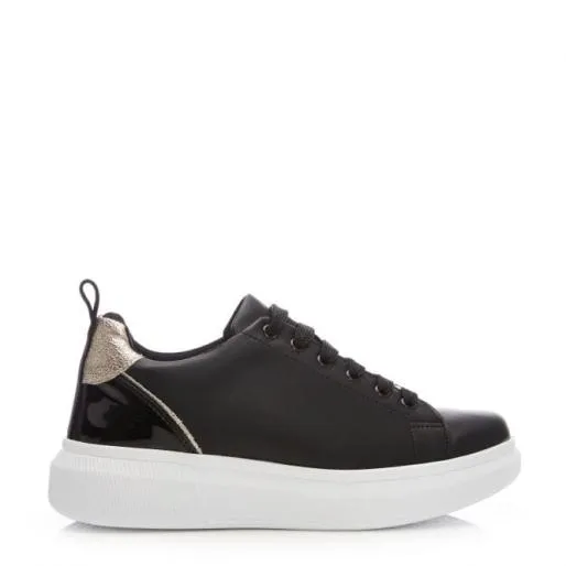Ameliana Black Porvair Women Moda In Pelle Platform Trainers