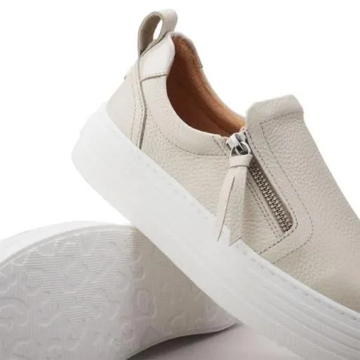 Amellia Off White Leather Women Moda In Pelle White Trainers Amellia Off White Leather Women Moda In Pelle White Trainers
