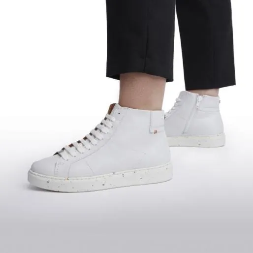 Amsterdam White Leather Women Moda In Pelle HighTop Trainers Amsterdam White Leather Women Moda In Pelle HighTop Trainers