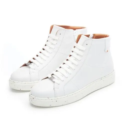 Amsterdam White Leather Women Moda In Pelle HighTop Trainers Amsterdam White Leather Women Moda In Pelle HighTop Trainers