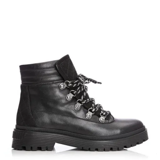 Analeece Black Leather Women Moda In Pelle Ankle Boots