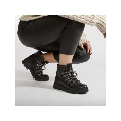 Analeece Black Leather Women Moda In Pelle Ankle Boots