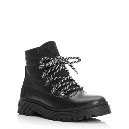 Analeece Black Leather Women Moda In Pelle Ankle Boots