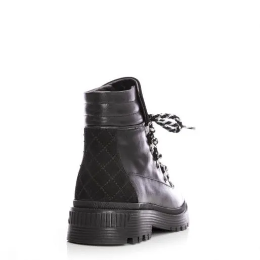 Analeece Black Leather Women Moda In Pelle Ankle Boots
