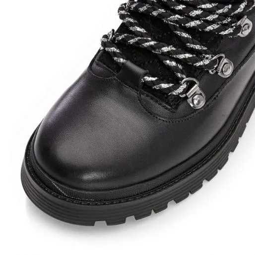 Analeece Black Leather Women Moda In Pelle Ankle Boots