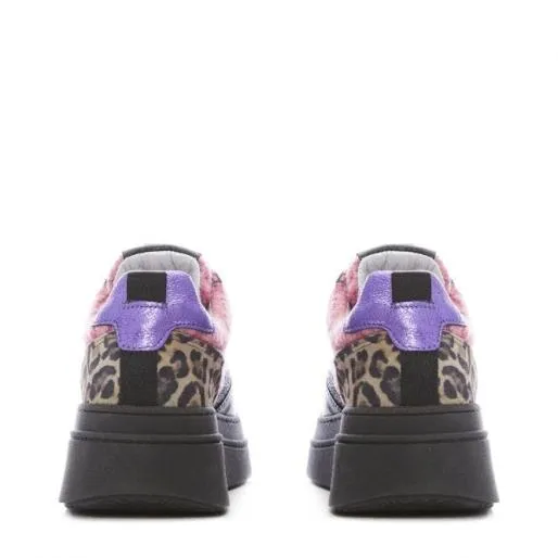Angelicca Black Leather Women Moda In Pelle Platform Trainers Angelicca Black Leather Women Moda In Pelle Platform Trainers