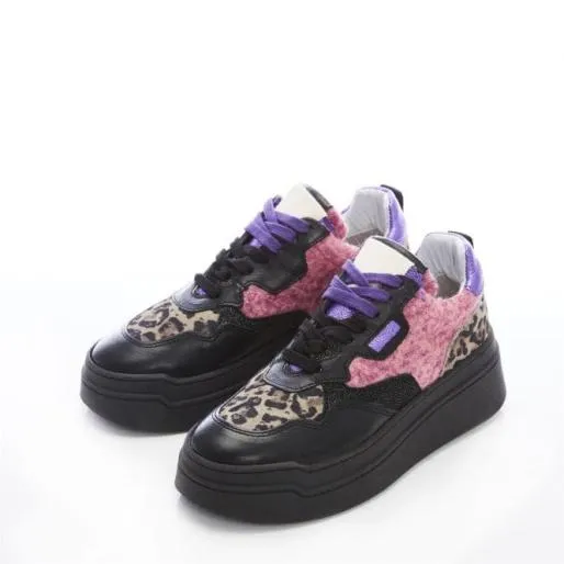 Angelicca Black Leather Women Moda In Pelle Platform Trainers Angelicca Black Leather Women Moda In Pelle Platform Trainers