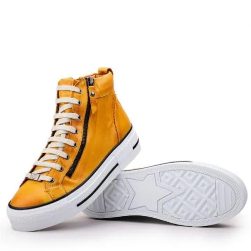 Annaken Mustard Leather Women Moda In Pelle Casual Shoes And Trainers Annaken Mustard Leather Women Moda In Pelle Casual Shoes And Trainers