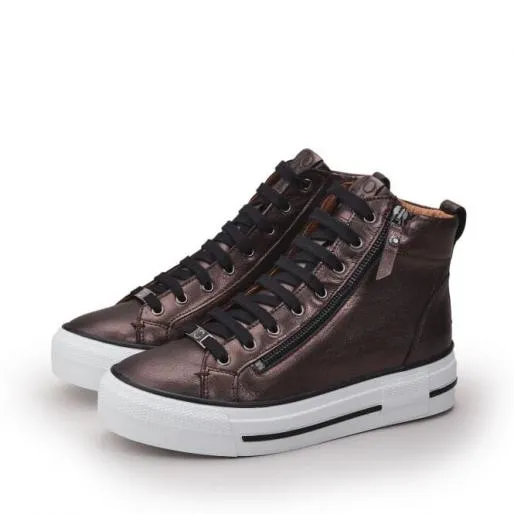 Annaken Pewter Leather Women Moda In Pelle Casual Shoes And Trainers