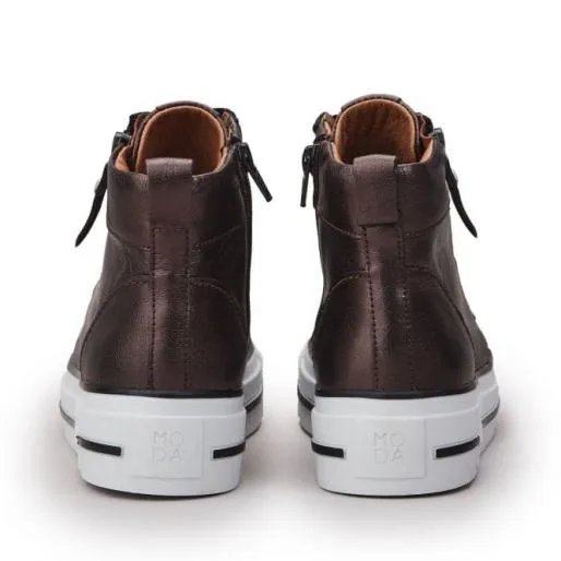 Annaken Pewter Leather Women Moda In Pelle Casual Shoes And Trainers