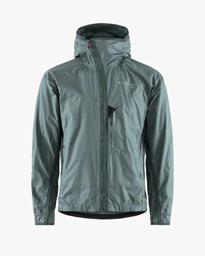 Ansur Hooded Katla Cotton Wind Jacket Stone Blue Men Klttermusen Wind Resistant Jackets