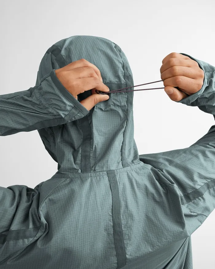 Ansur Hooded Katla Cotton Wind Jacket Stone Blue Men Klttermusen Wind Resistant Jackets