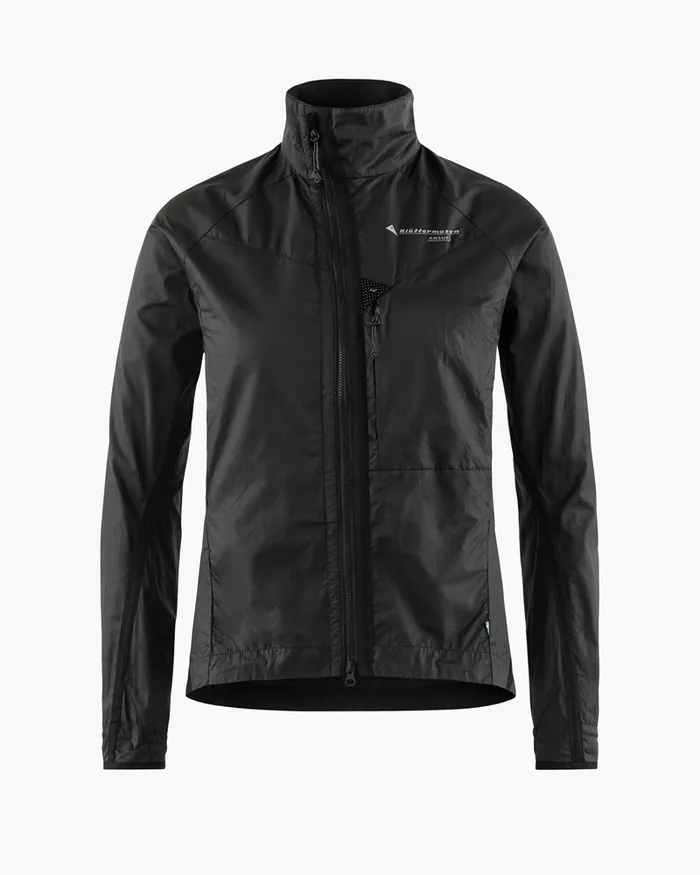 Ansur Windproof Jacket Raven Black Women Klttermusen Wind Resistant Jackets