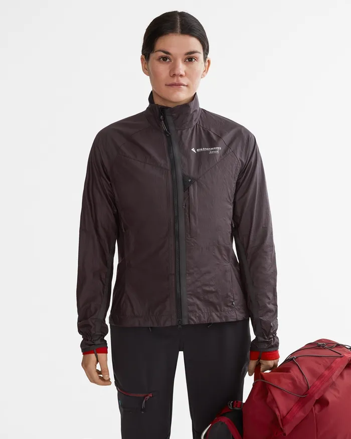Ansur Windproof Jacket Raven Black Women Klttermusen Wind Resistant Jackets