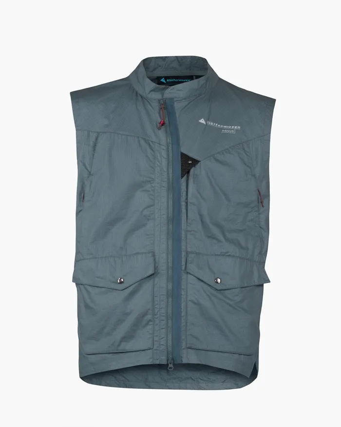 Ansur Windproof Vest Stone Blue Men Klttermusen Wind Resistant Jackets