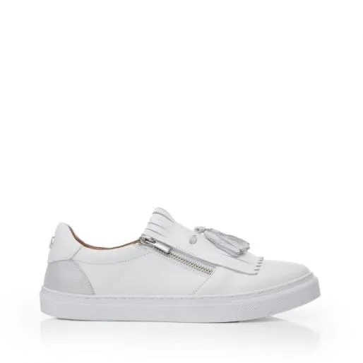 Aoife White Leather Women Moda In Pelle Casual Trainers