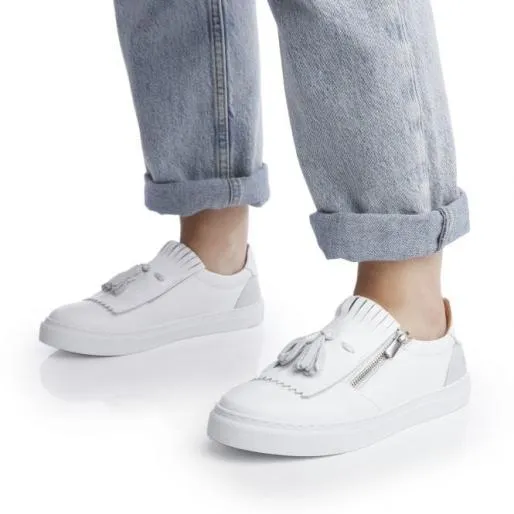 Aoife White Leather Women Moda In Pelle Casual Trainers
