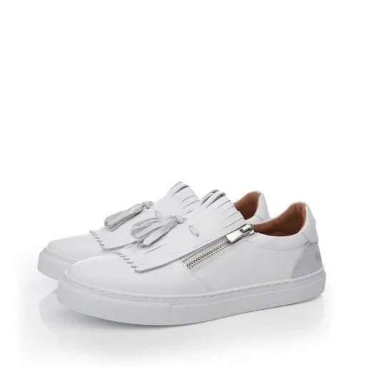 Aoife White Leather Women Moda In Pelle Casual Trainers