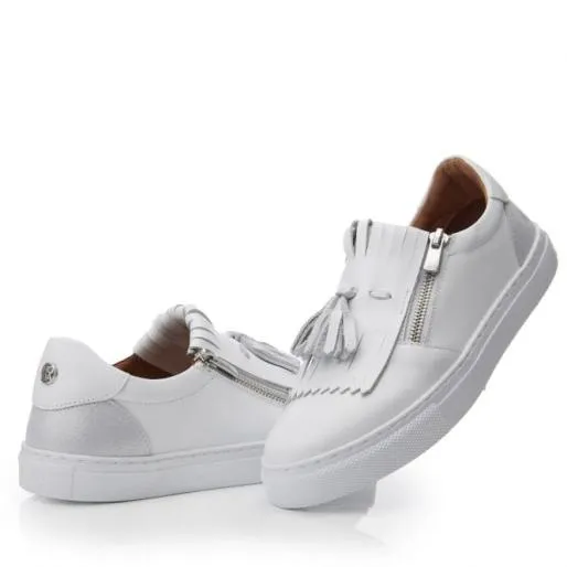 Aoife White Leather Women Moda In Pelle Casual Trainers