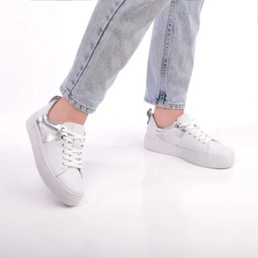 Arani White 8211 Silver Porvair Women Moda In Pelle Casual Trainers Arani White 8211 Silver Porvair Women Moda In Pelle Casual Trainers
