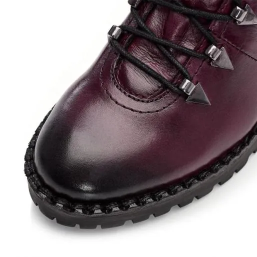 Aranie Burgundy Leather Women Moda In Pelle Ankle Boots Aranie Burgundy Leather Women Moda In Pelle Ankle Boots