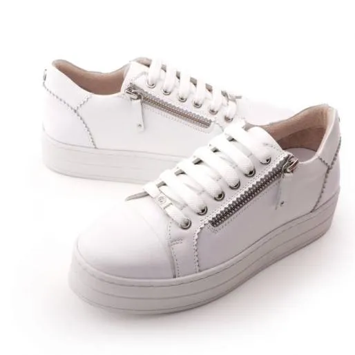 Arissa White Leather Women Moda In Pelle White Trainers Arissa White Leather Women Moda In Pelle White Trainers