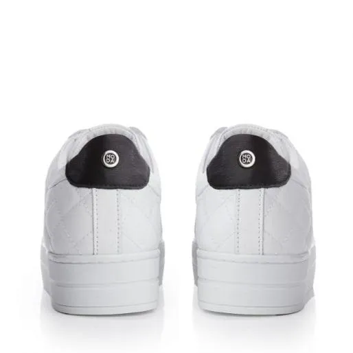 Arnello White Black Leather Women Moda In Pelle Platform Trainers Arnello White Black Leather Women Moda In Pelle Platform Trainers