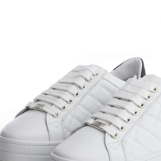 Arnello White Black Leather Women Moda In Pelle Platform Trainers Arnello White Black Leather Women Moda In Pelle Platform Trainers