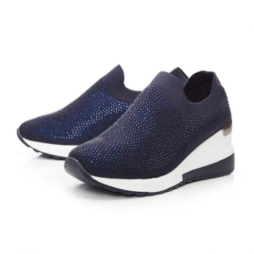 Arolia Navy Textile Women Moda In Pelle SlipOn Trainers Arolia Navy Textile Women Moda In Pelle SlipOn Trainers