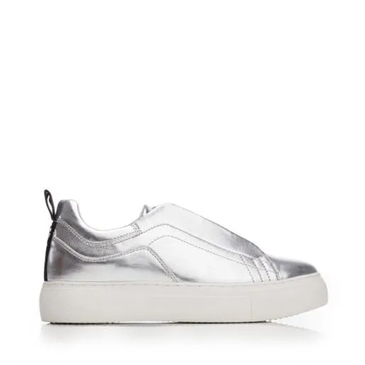 Ashlee Silver Porvair Women Moda In Pelle Platform Trainers
