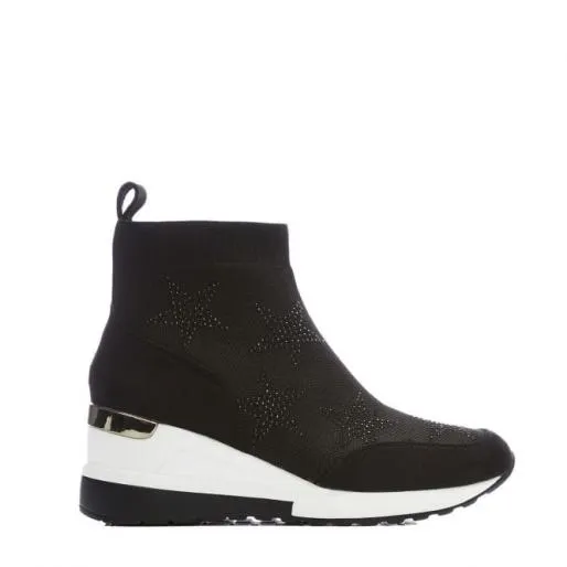 Asteroid Black Fabric Women Moda In Pelle SlipOn Trainers