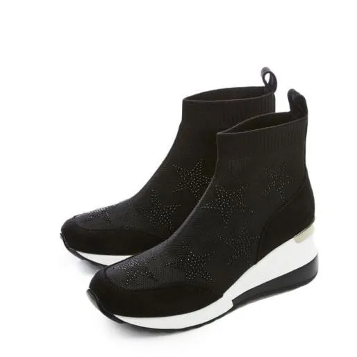Asteroid Black Fabric Women Moda In Pelle SlipOn Trainers