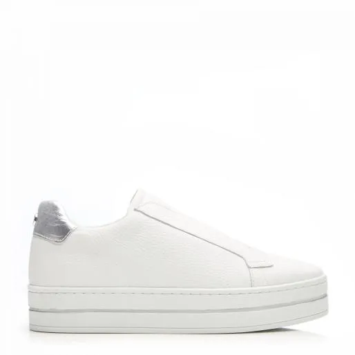 Athalie White Leather Women Moda In Pelle SlipOn Trainers