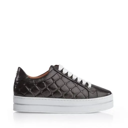 Aubree Pewter Metallic Leather Women Moda In Pelle Casual Shoes And Trainers