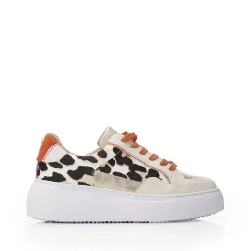 Avabelle Natural Leopard Leather Women Moda In Pelle Platform Trainers Avabelle Natural Leopard Leather Women Moda In Pelle Platform Trainers