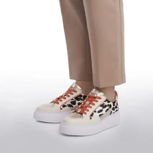 Avabelle Natural Leopard Leather Women Moda In Pelle Platform Trainers Avabelle Natural Leopard Leather Women Moda In Pelle Platform Trainers