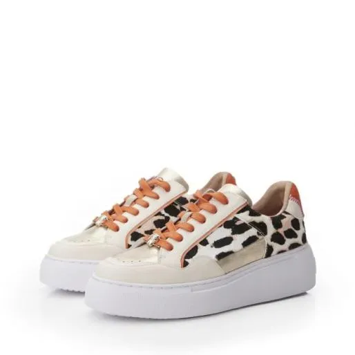 Avabelle Natural Leopard Leather Women Moda In Pelle Platform Trainers Avabelle Natural Leopard Leather Women Moda In Pelle Platform Trainers