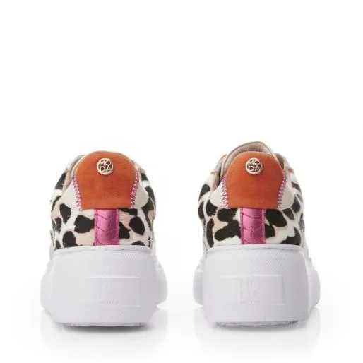 Avabelle Natural Leopard Leather Women Moda In Pelle Platform Trainers Avabelle Natural Leopard Leather Women Moda In Pelle Platform Trainers
