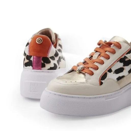 Avabelle Natural Leopard Leather Women Moda In Pelle Platform Trainers Avabelle Natural Leopard Leather Women Moda In Pelle Platform Trainers