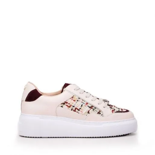 Avabelle Off White Fabric Women Moda In Pelle White Trainers