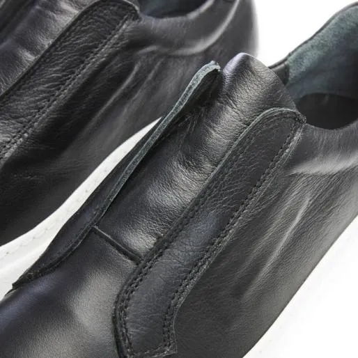 B Axell Black Leather Women Moda In Pelle Chunky Trainers