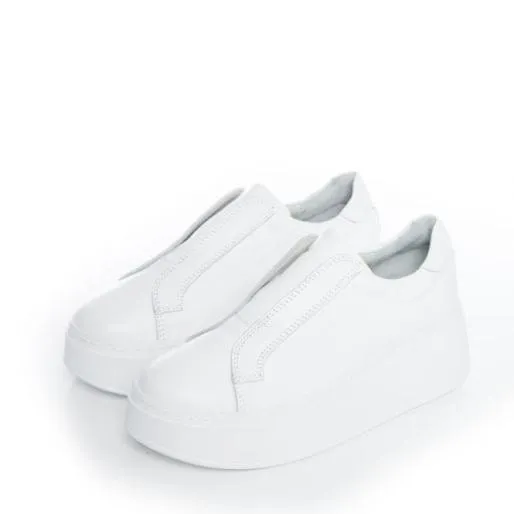 B Axell White Leather Women Moda In Pelle Chunky Trainers