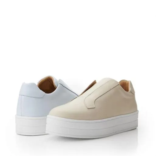 BBath Beige Leather Women Moda In Pelle SlipOn Trainers BBath Beige Leather Women Moda In Pelle SlipOn Trainers