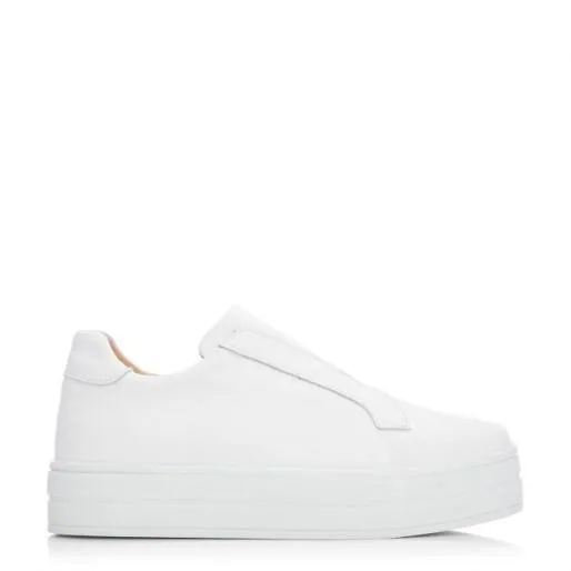 BBath White Leather Women Moda In Pelle SlipOn Trainers