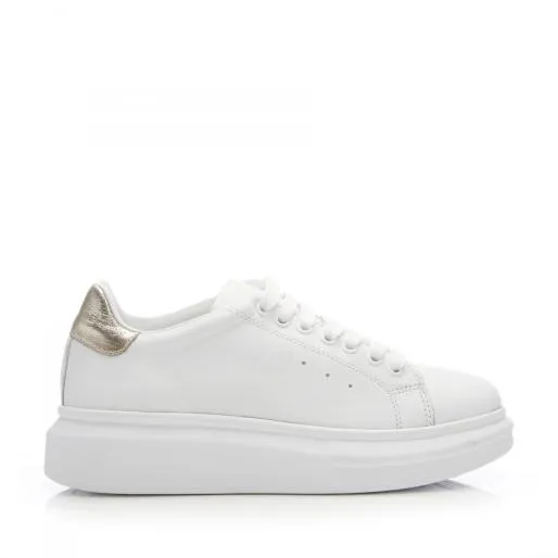 BDreami WhiteGold Leather Women Moda In Pelle Platform Trainers