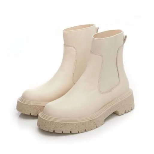 BEnvy Off White Leather Women Moda In Pelle Ankle Boots