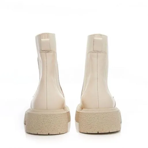 BEnvy Off White Leather Women Moda In Pelle Ankle Boots